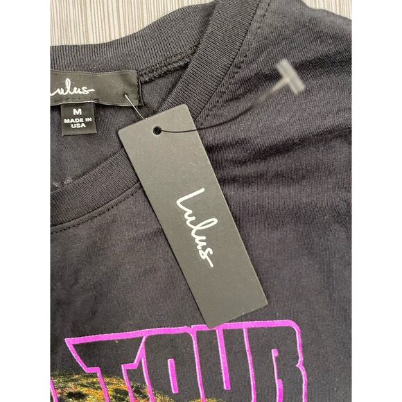Lulus Tiger Tour Washed Black Graphic Tee Prince Peter Size Medium NWT - Picture 4 of 10